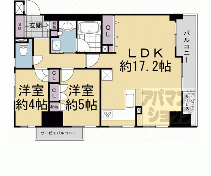 【アベニール三条油小路】間取