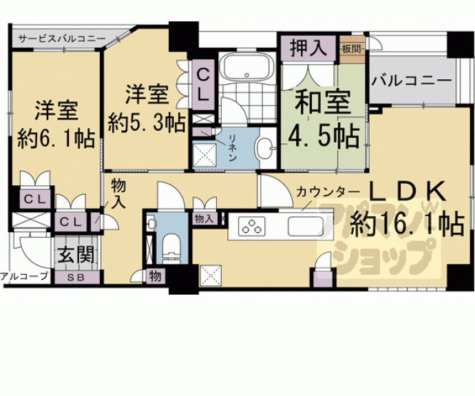 【ローレルコート御所南】間取