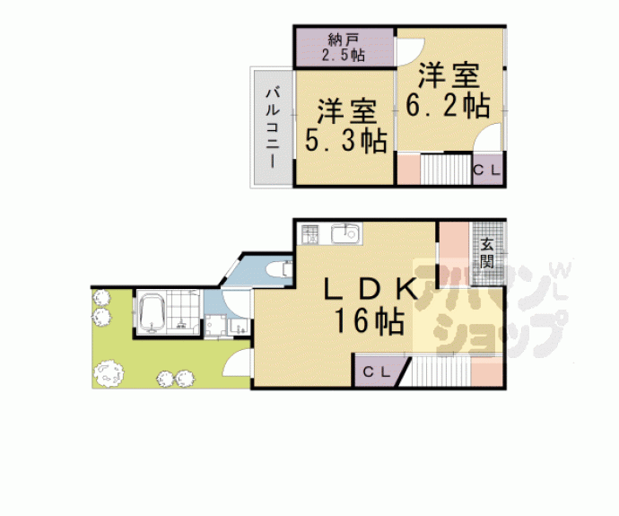 【壬生賀陽御所町長屋】間取