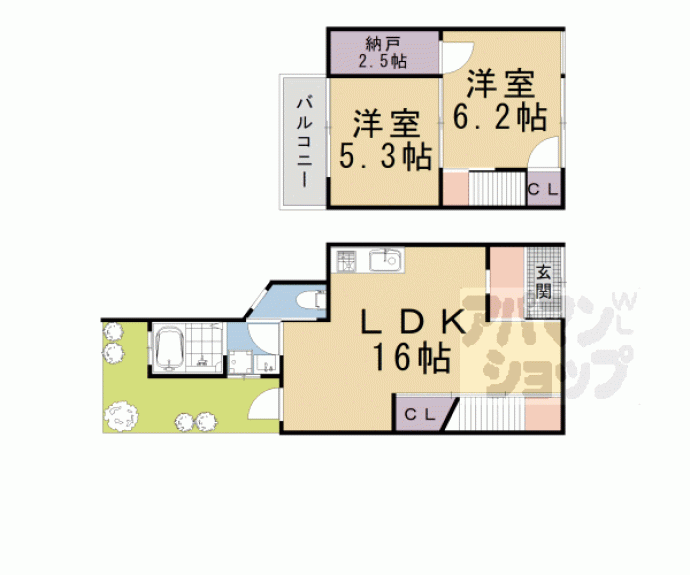 【壬生賀陽御所町平屋】間取