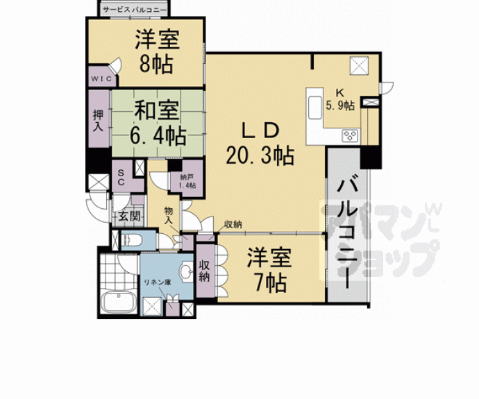 【ザ・レジデンス京都祇園八坂通】間取