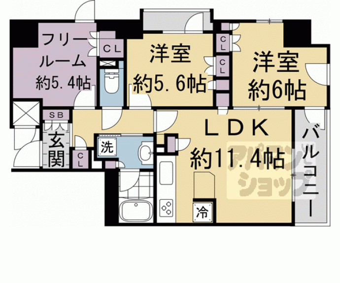 【イーグルコート烏丸御池ル・シエル】間取