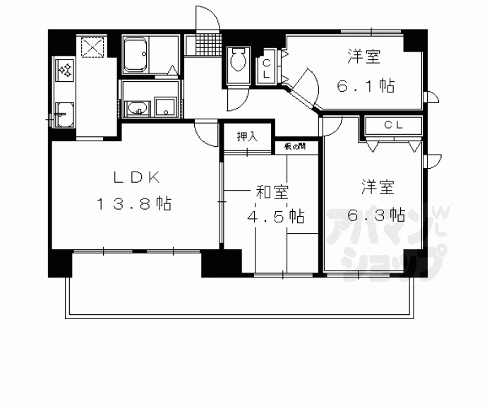 【リソシエ御所南】間取