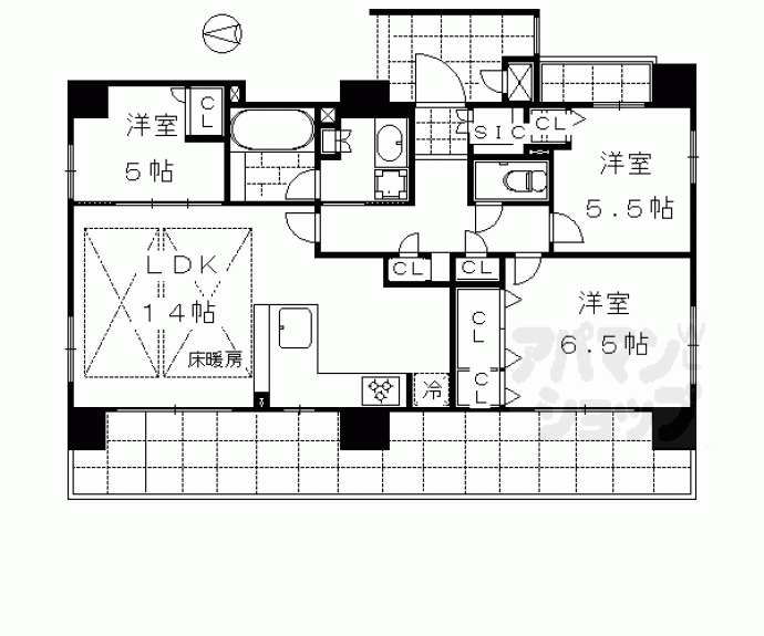 【プレサンスロジェ烏丸五条】間取