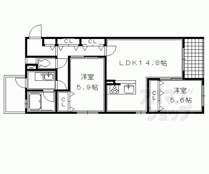 【コンフォールパレ新町二条】間取