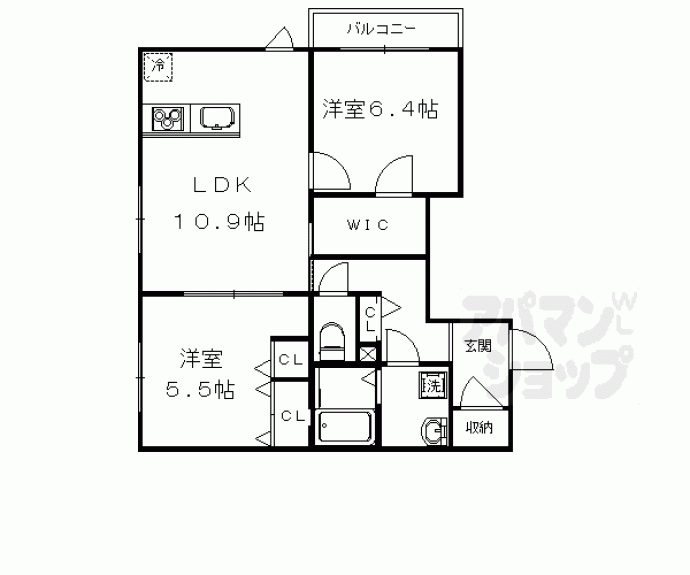 【シャーメゾン嵯峨広沢】間取