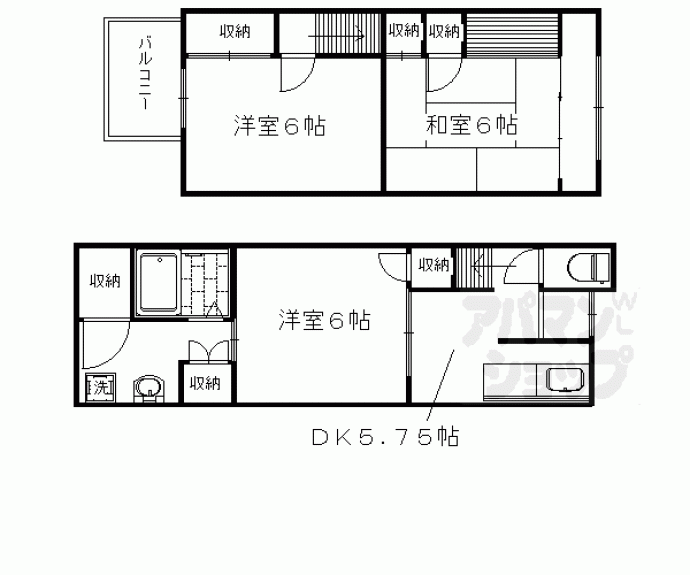 【太秦乾町貸家３０－３５】間取