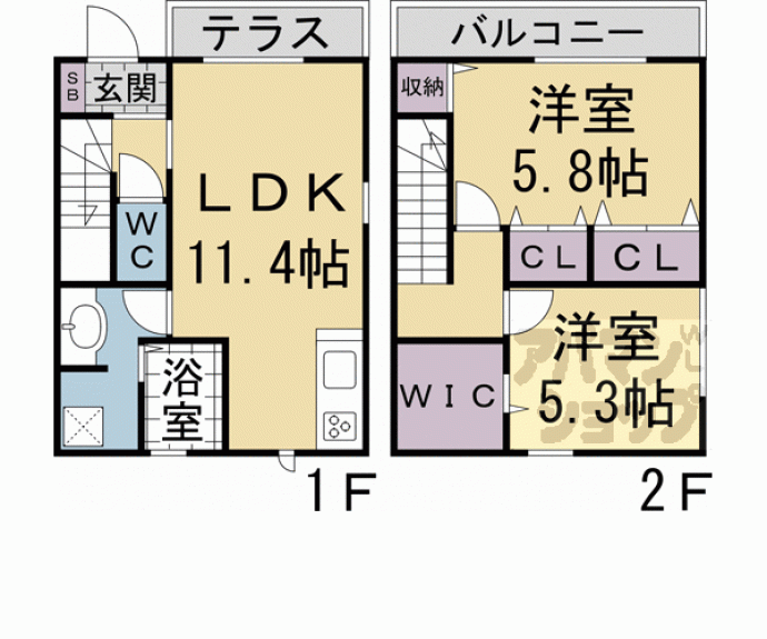 【サニースポット（Ａ棟、Ｂ棟）】間取
