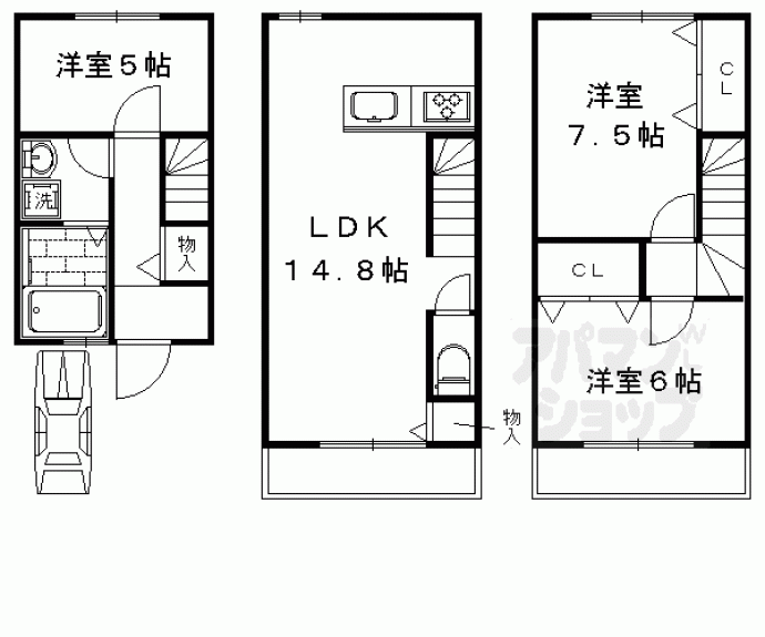 【西ノ京内畑町２５－２０貸家】間取