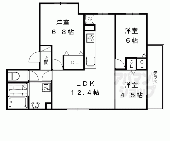 【ルピナス嵯峨Ａ棟】間取