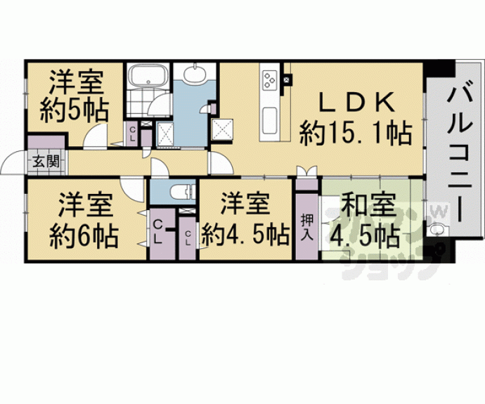 【プレサンスレジェンド六地蔵】間取