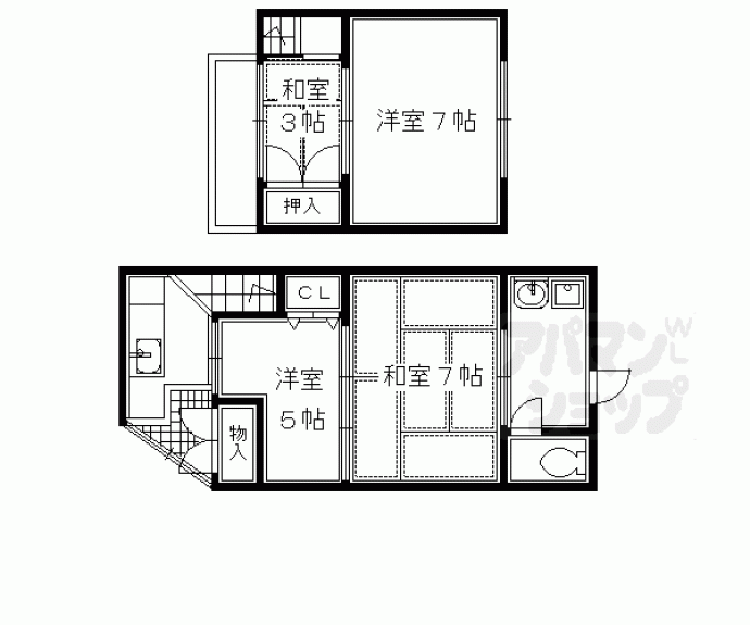 【東山区古西町貸家３２３－５】間取
