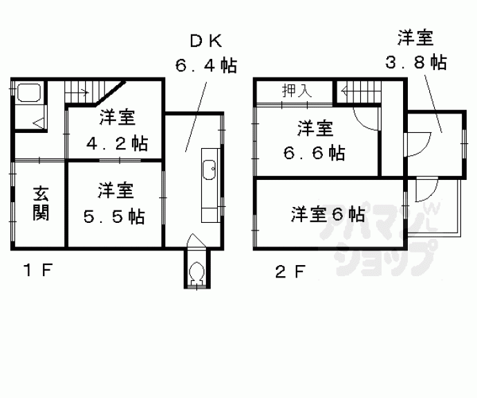 【西ノ京御輿岡町貸家】間取