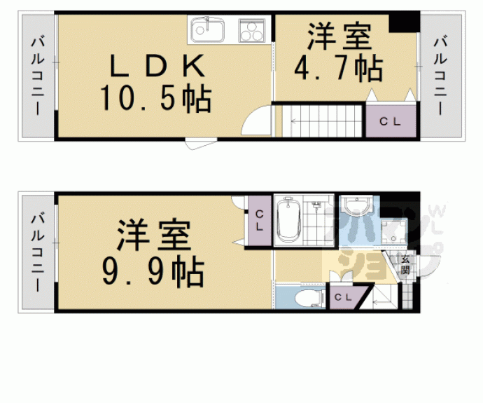 【Ｌａ　Ｖｉｔａ二条月光】間取